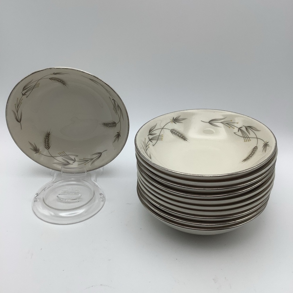Twelve Vintage Taylor Smith & Taylor Co. Taylorton Silver Wheat 5” Dessert Bowls